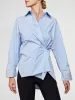 RHINESTONE OVERSIZED BUTTON UP SHIRT - Blue with Silver Rhinestones sold by Carbon38