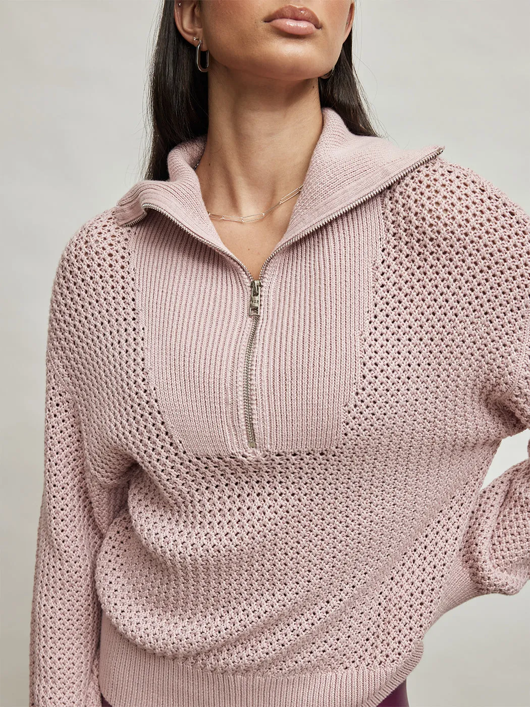 Mix Stitch Half Zip - Rose Pink sold by Carbon38 product image thumbnail 3