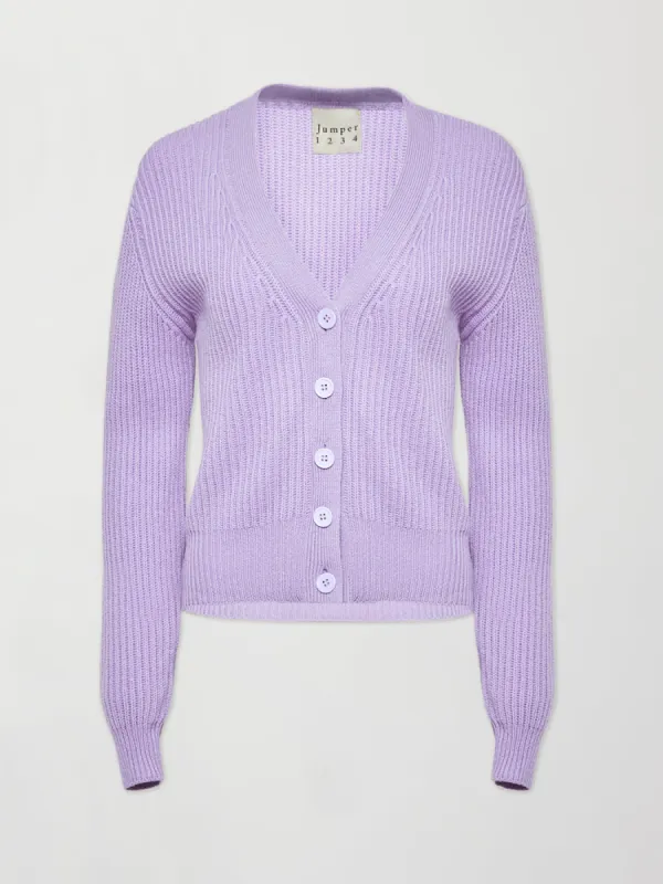 Rib Cashmere Cardigan - Lavender made by Jumper 1234
