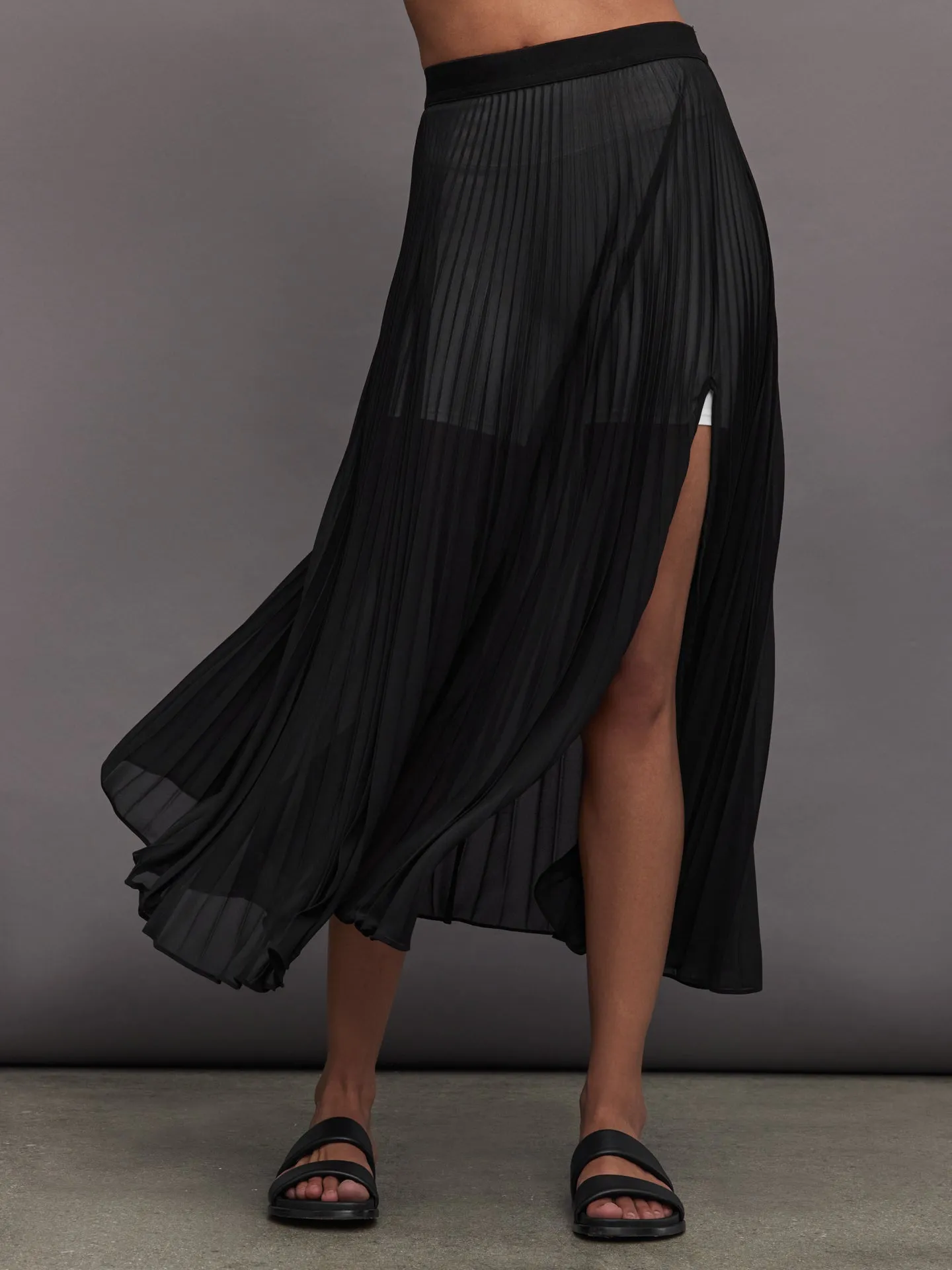 Mesh Pleated Skirt - Black sold by Carbon38