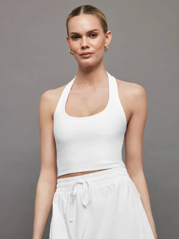 SPACEDYE WELL ROUNDED CROPPED HALTER TANK - CLOUD WHITE sold by Carbon38