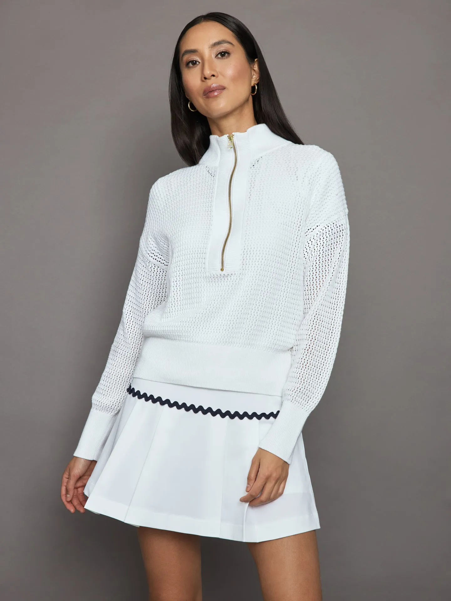 Aurora Half Zip Knit - White sold by Carbon38