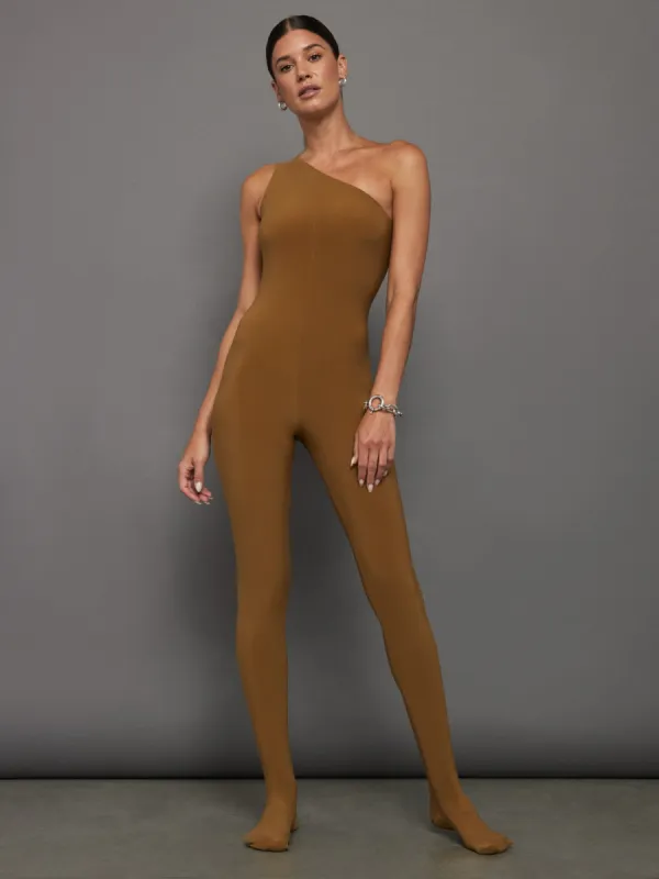 One Shoulder Catsuit W/ Footie - Woods sold by Carbon38
