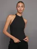 SLEEVELESS MOCK NECK TOP IN MELT - BLACK sold by Carbon38