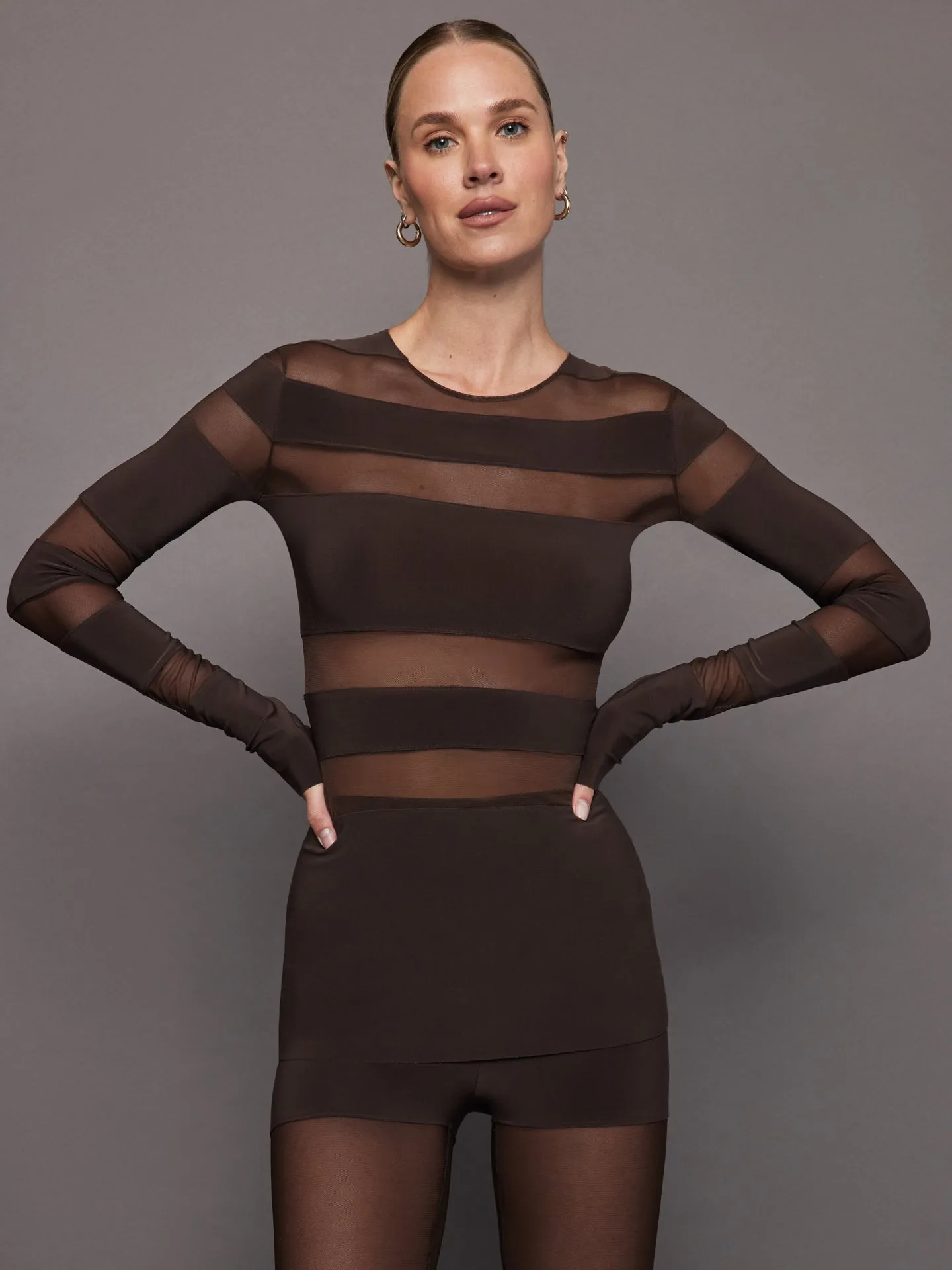 Sliced Top - Chocolate/Chocolate Mesh sold by Carbon38