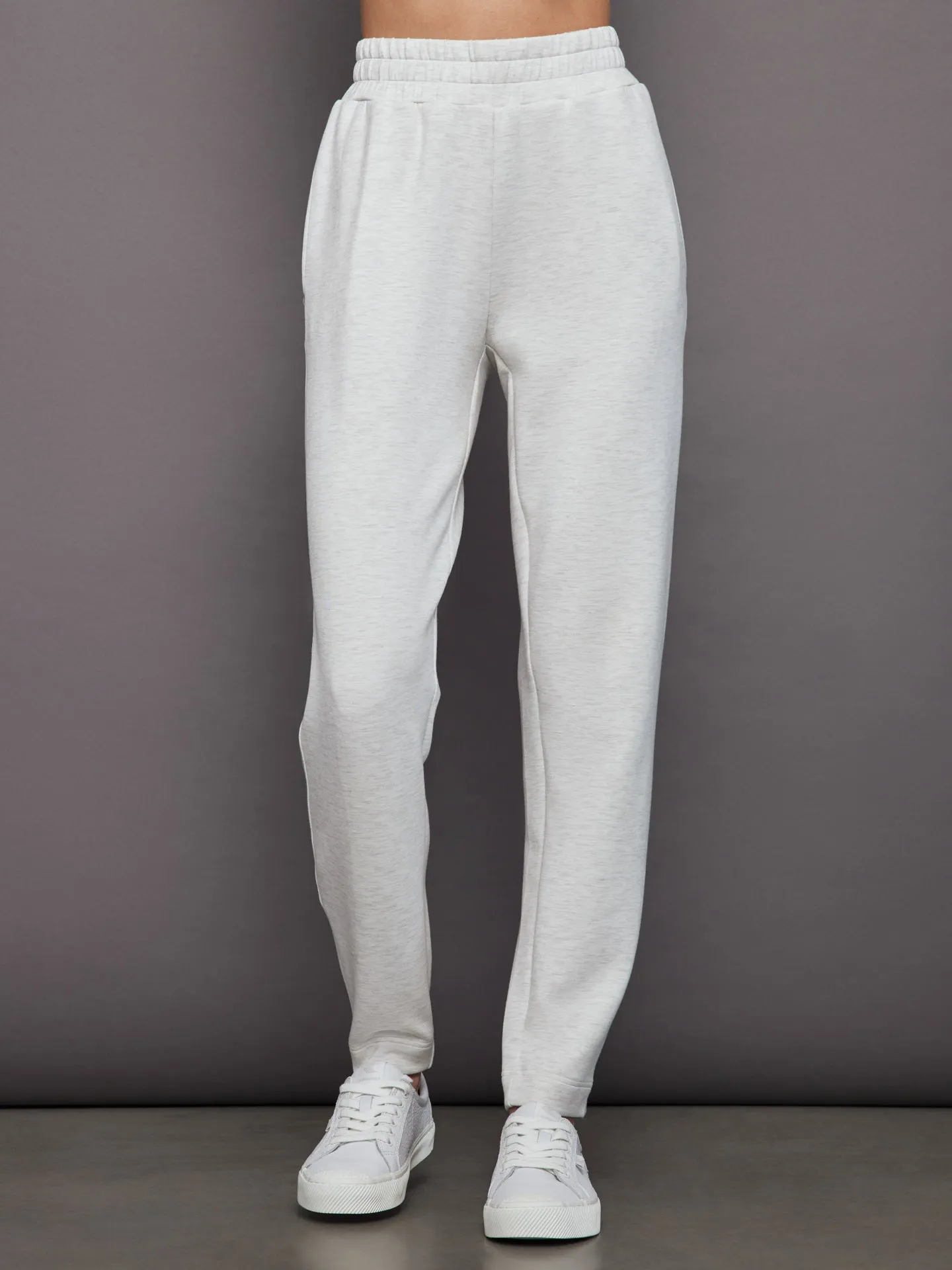 The Slim Zip Hem Pant - Ivory Marl sold by Carbon38