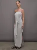 Strapless All in One Side Slit Gown - Light Grey sold by Carbon38