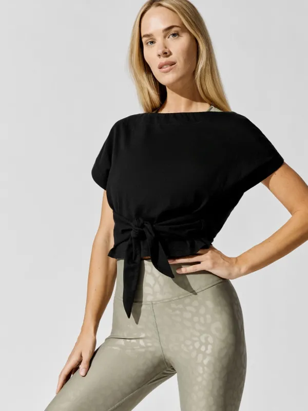 Tie Front Tee - Black sold by Carbon38