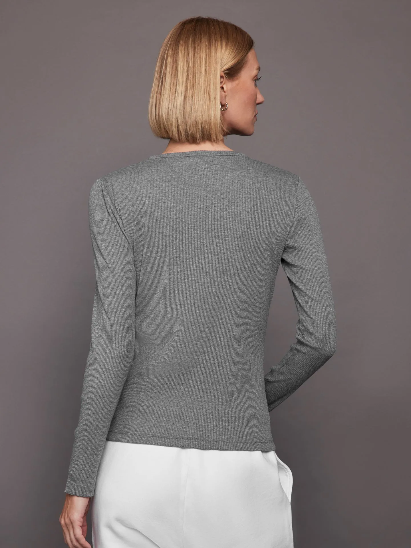 Rivington Ribbed Long Sleeve Top - Grey Heather sold by Carbon38 product image thumbnail 4