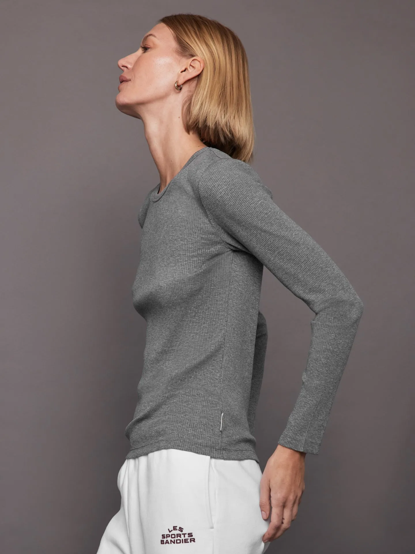 Rivington Ribbed Long Sleeve Top - Grey Heather sold by Carbon38 product image thumbnail 3