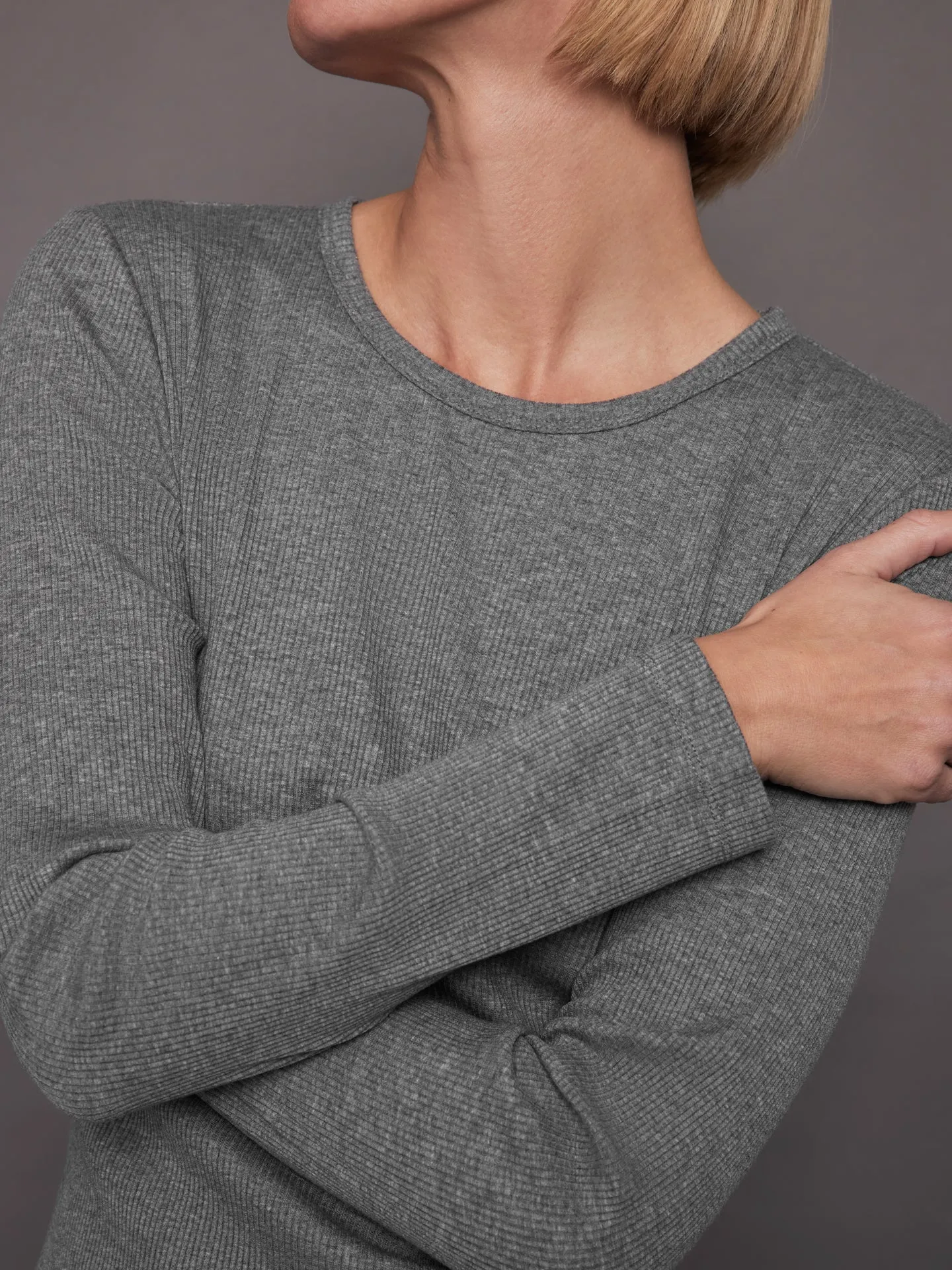 Rivington Ribbed Long Sleeve Top - Grey Heather sold by Carbon38 product image thumbnail 5