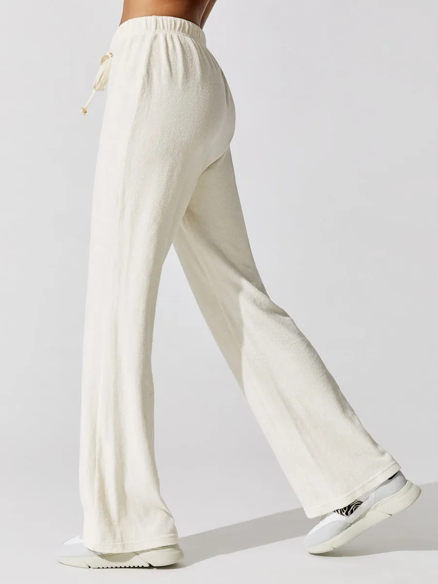 Terry Wide Leg Pant - Creme With White African Jasper Stone sold by Carbon38 product image thumbnail 2