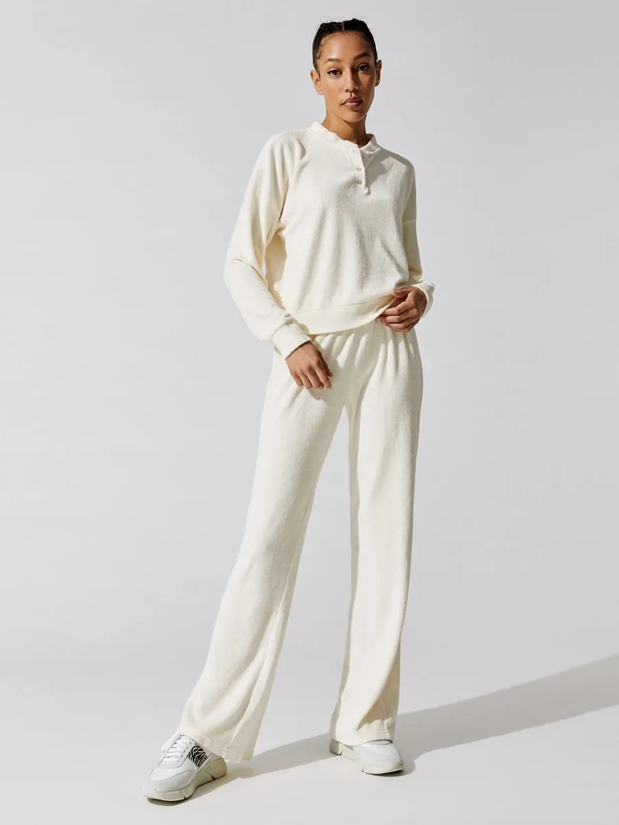 Terry Wide Leg Pant - Creme With White African Jasper Stone sold by Carbon38 product image thumbnail 5