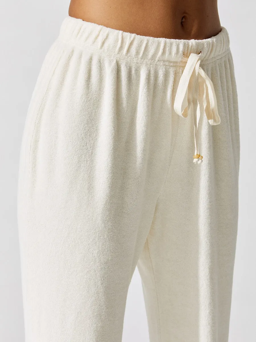 Terry Wide Leg Pant - Creme With White African Jasper Stone sold by Carbon38 product image thumbnail 4