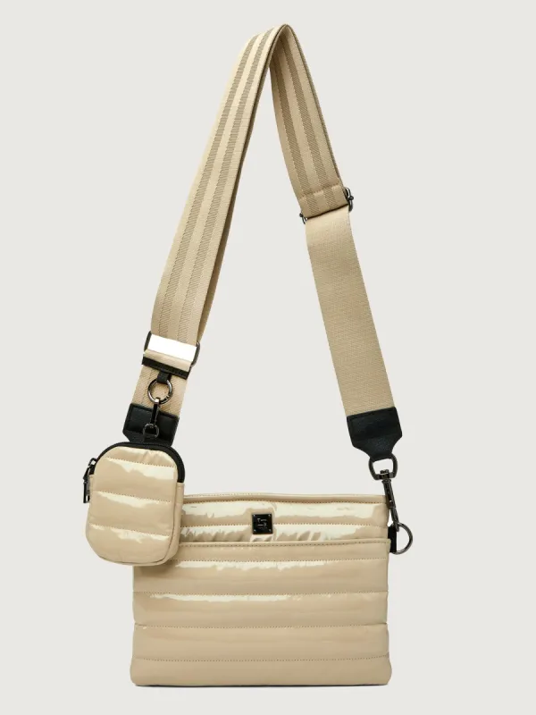 Downtown Crossbody - Blonde Patent/ Blonge / Blonde Web/ Black Hardware sold by Carbon38