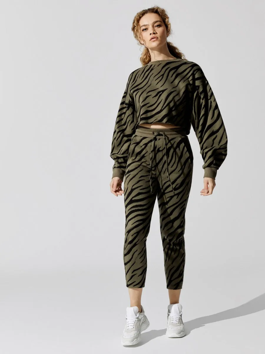 Bali Tiger Hyper Reality Knit Balloon Sleeve Crop Top - Army sold by Carbon38 product image thumbnail 3