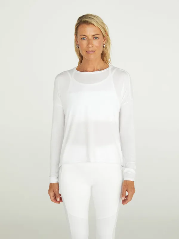 Open Back Long Sleeve - White sold by Carbon38
