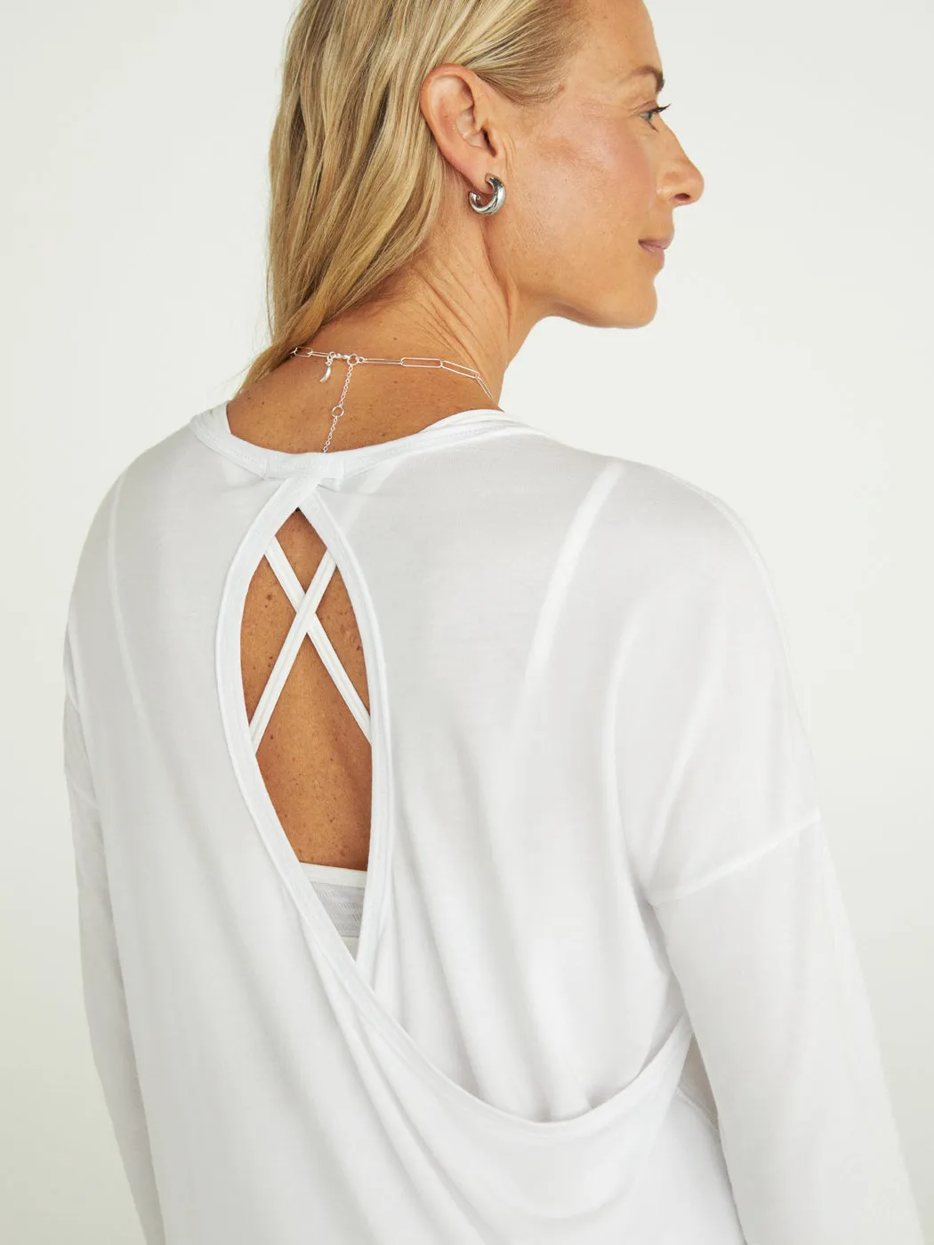 Open Back Long Sleeve - White sold by Carbon38 product image thumbnail 2