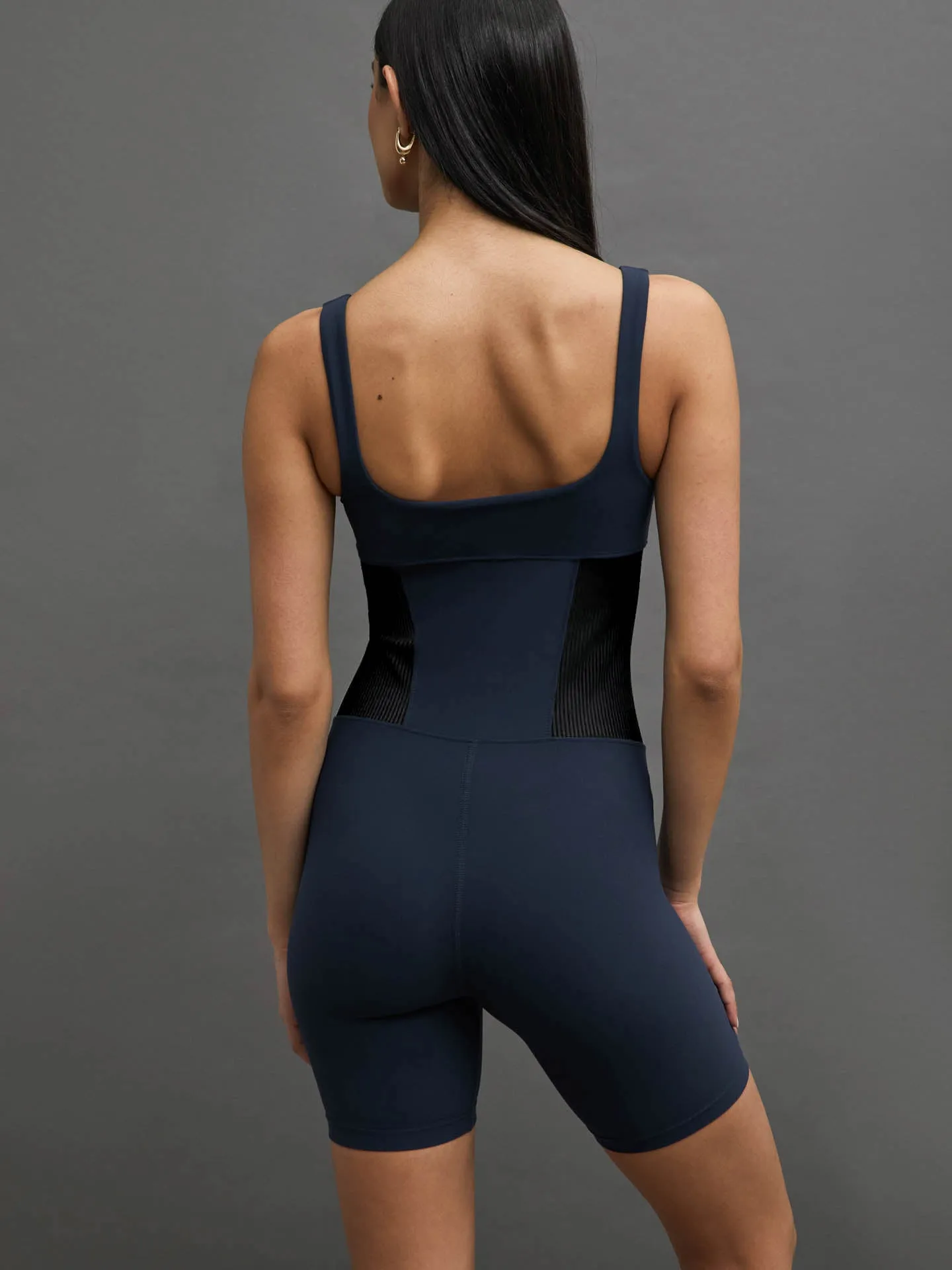 SHORTIE SEAMED JUMPSUIT - NAVY MELT/ BLACK RIB sold by Carbon38 product image thumbnail 2