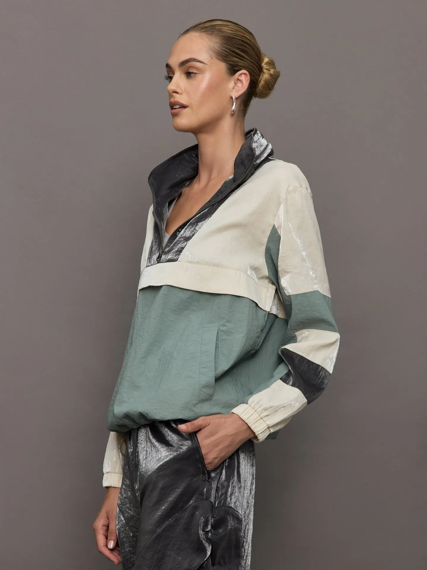 Athena Colorblock Track Jacket - Black Combo sold by Carbon38 product image thumbnail 3