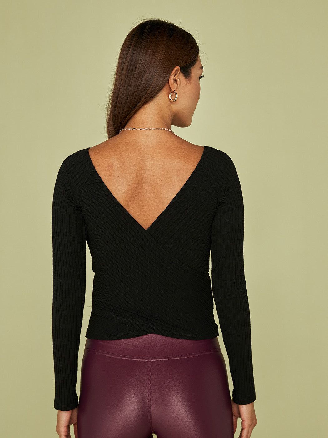 Long Sleeve Wrap Top - Black sold by Carbon38 product image thumbnail 2