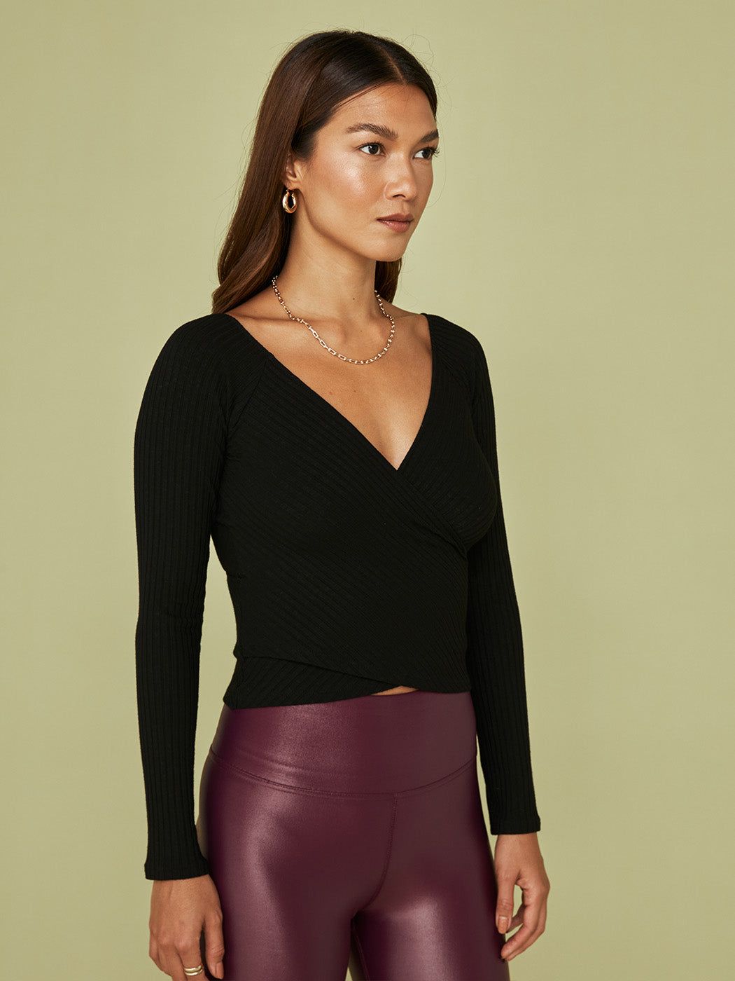 Long Sleeve Wrap Top - Black sold by Carbon38 product image thumbnail 3