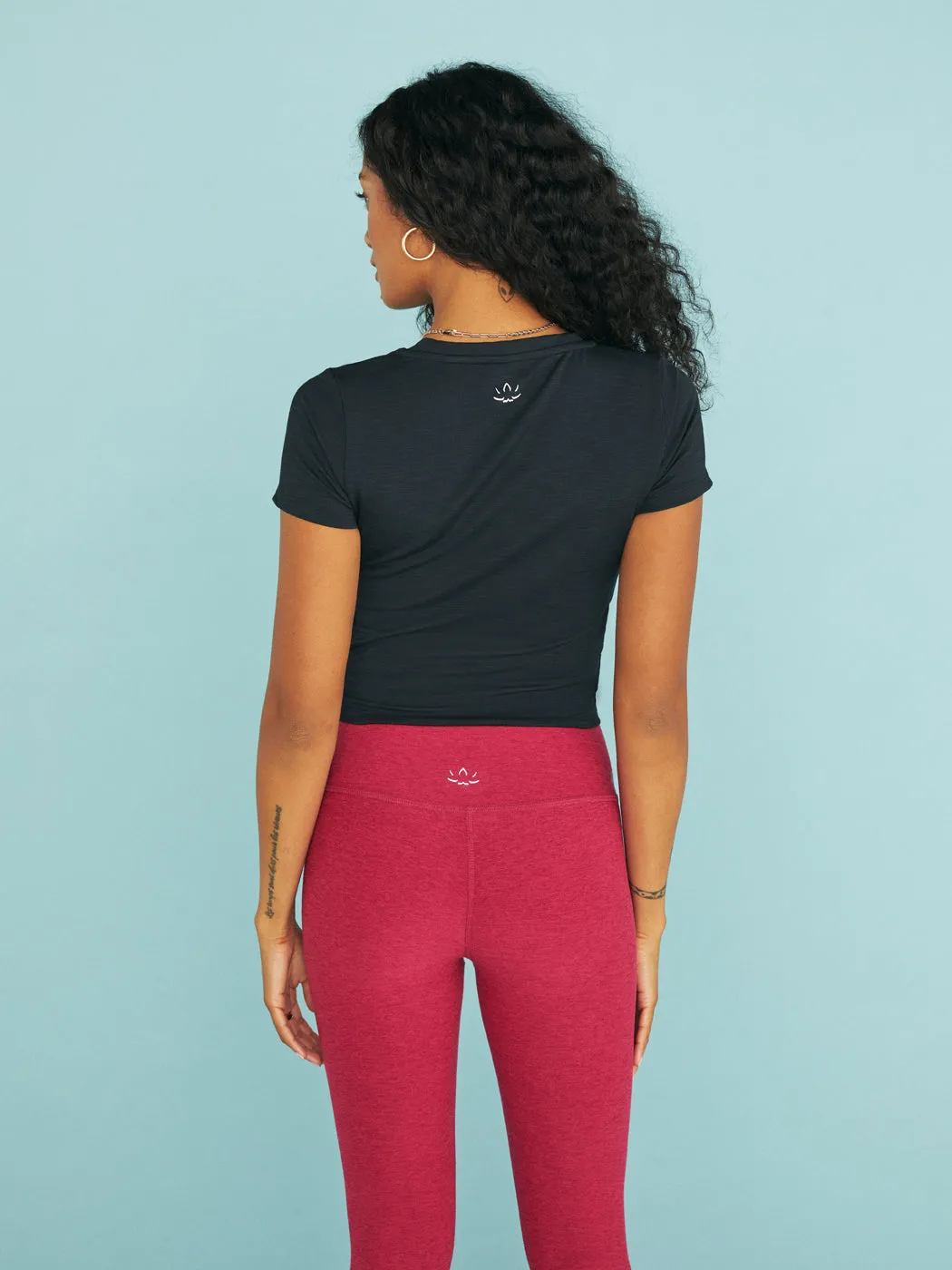 Heather Rib Remix Short Sleeve Cropped Tee - Black Heather sold by Carbon38 product image thumbnail 2