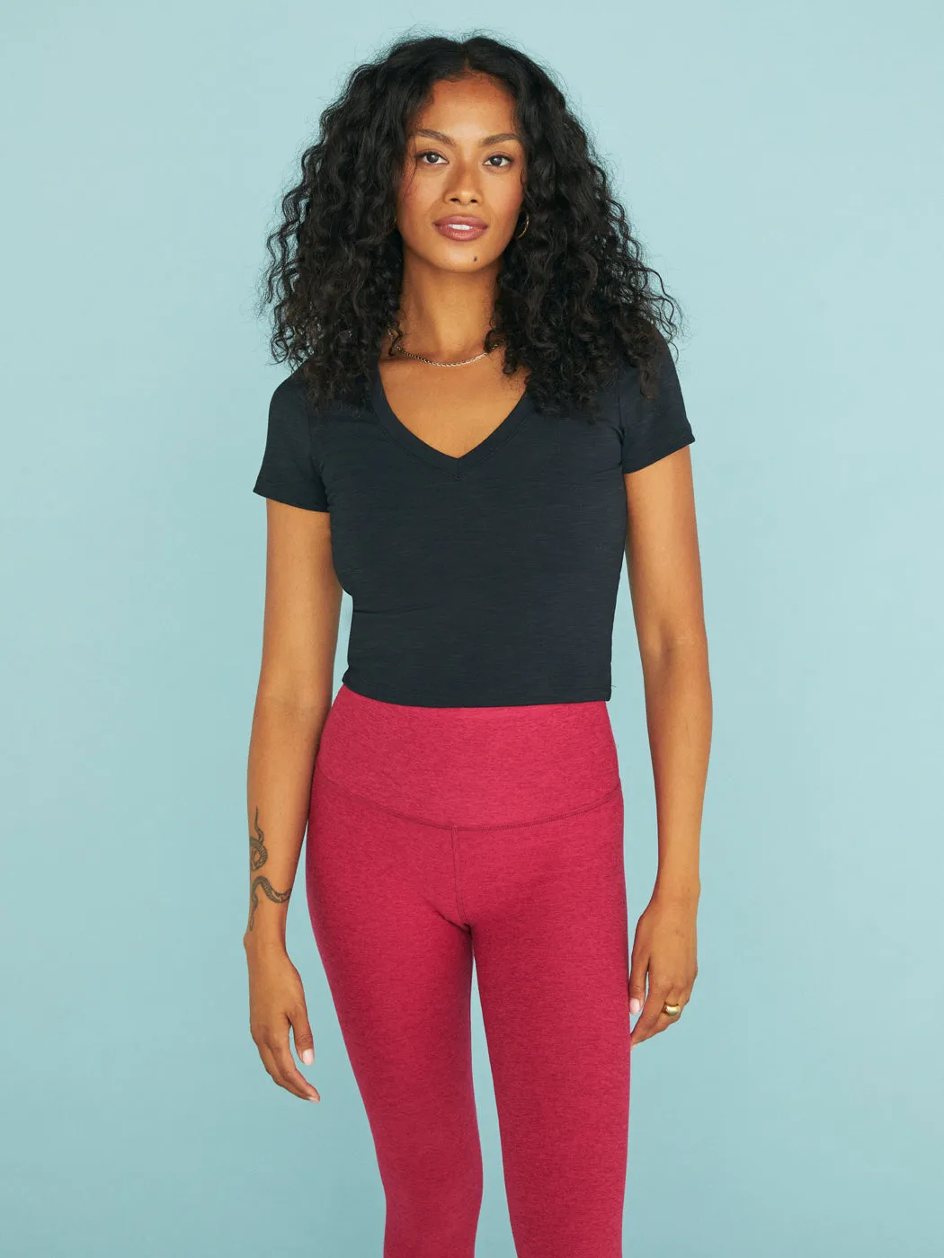 Heather Rib Remix Short Sleeve Cropped Tee - Black Heather sold by Carbon38 product image thumbnail 3