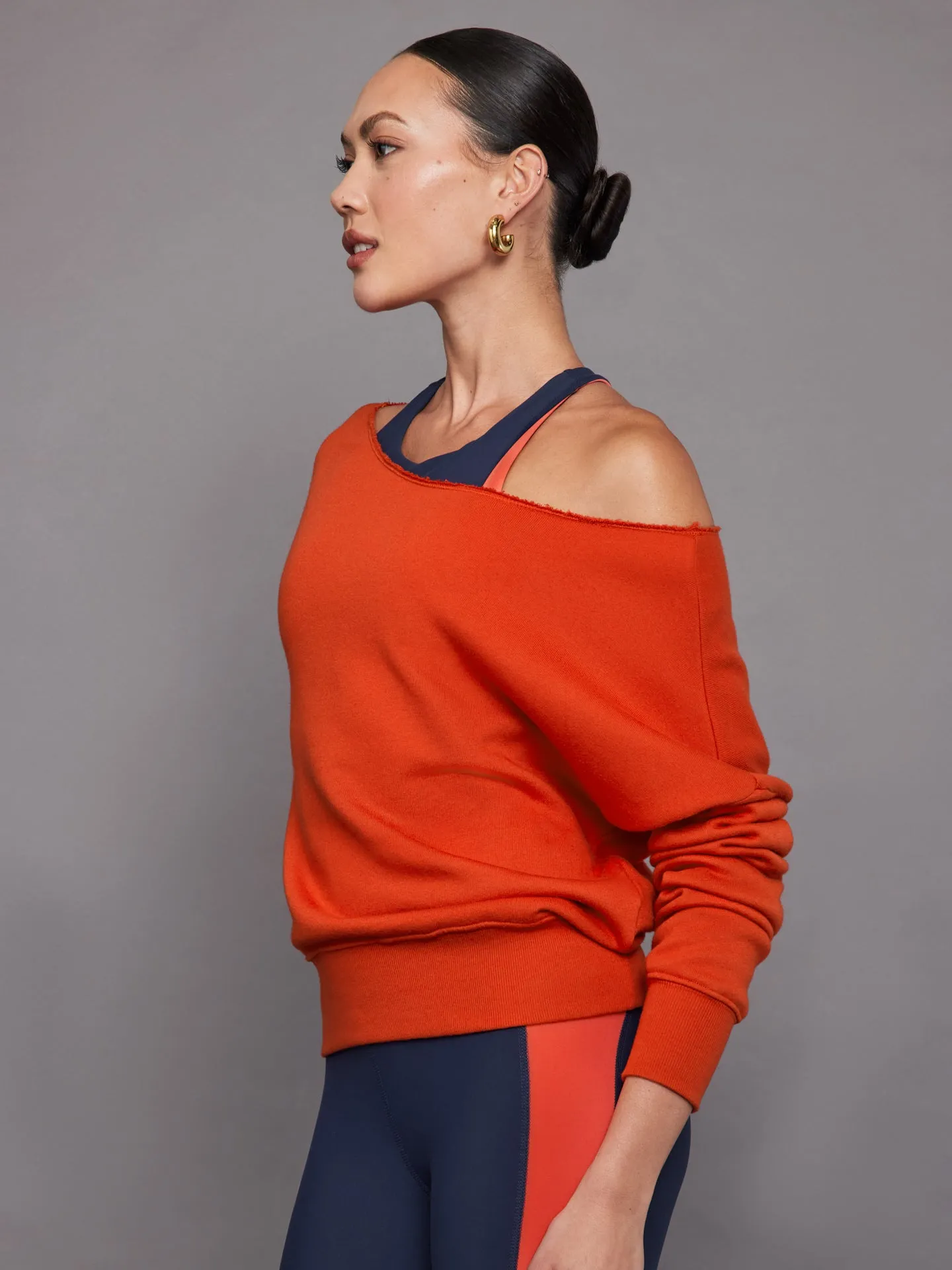 Off Shoulder Sweatshirt in French Terry - Orange sold by Carbon38 product image thumbnail 5