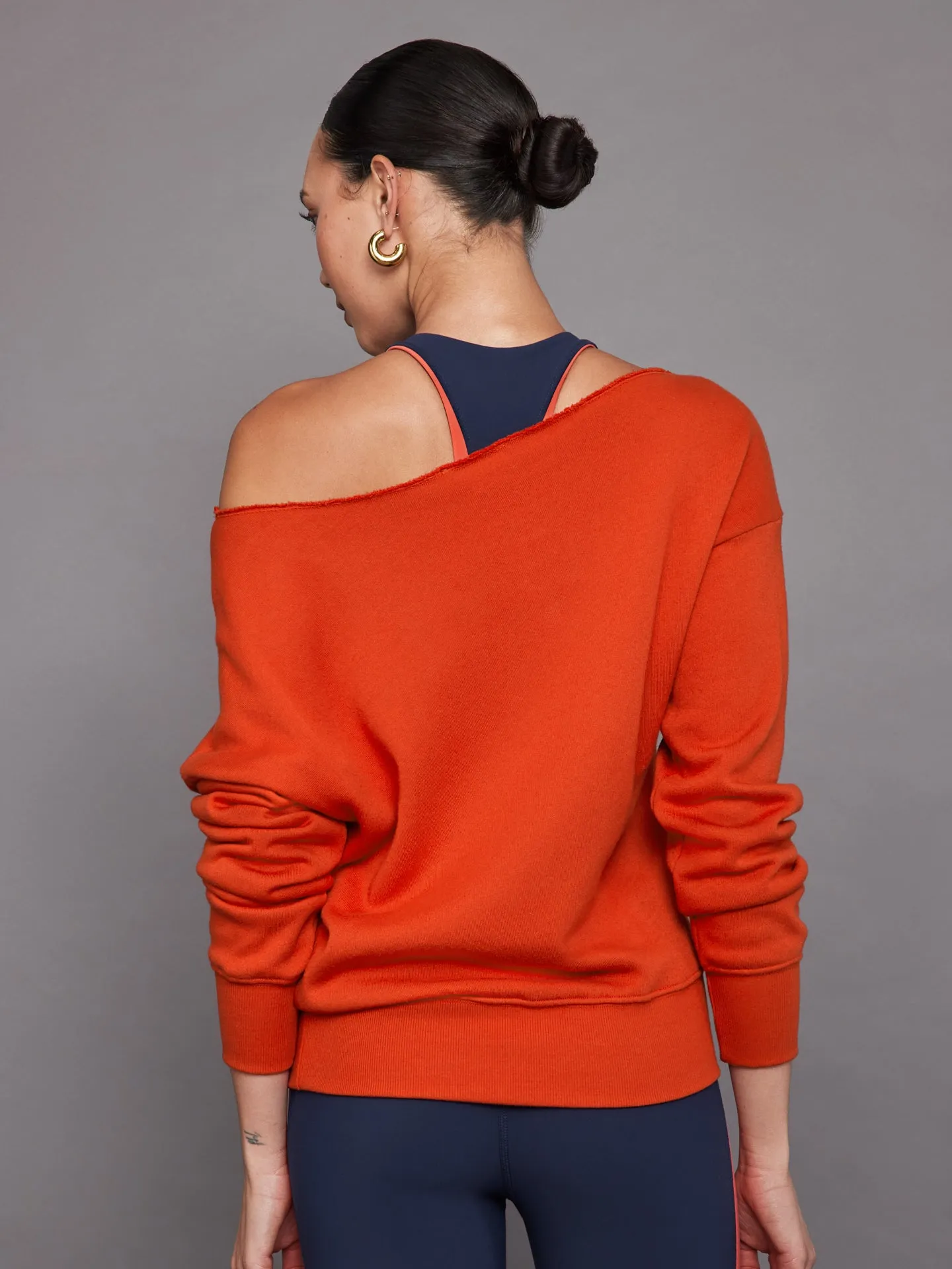 Off Shoulder Sweatshirt in French Terry - Orange sold by Carbon38 product image thumbnail 3