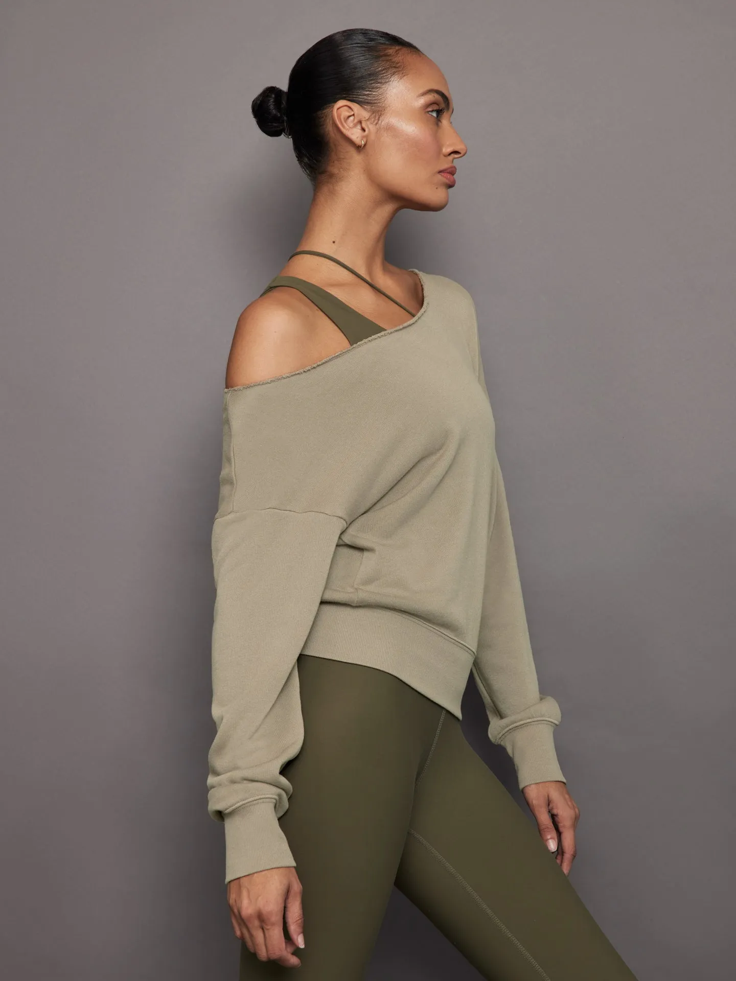 Off Shoulder Sweatshirt in French Terry - Silversage sold by Carbon38 product image thumbnail 5