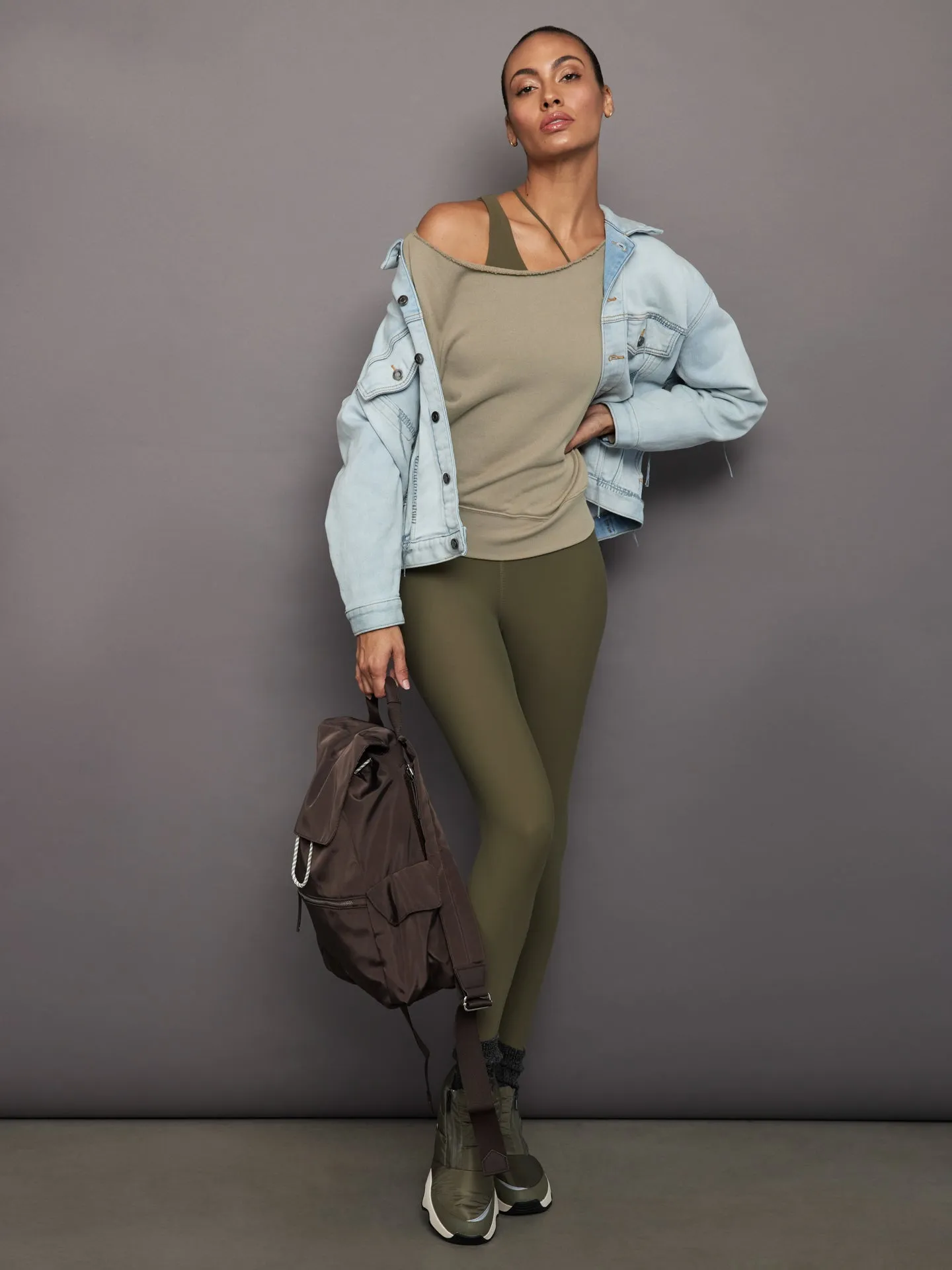 Off Shoulder Sweatshirt in French Terry - Silversage sold by Carbon38 product image thumbnail 2