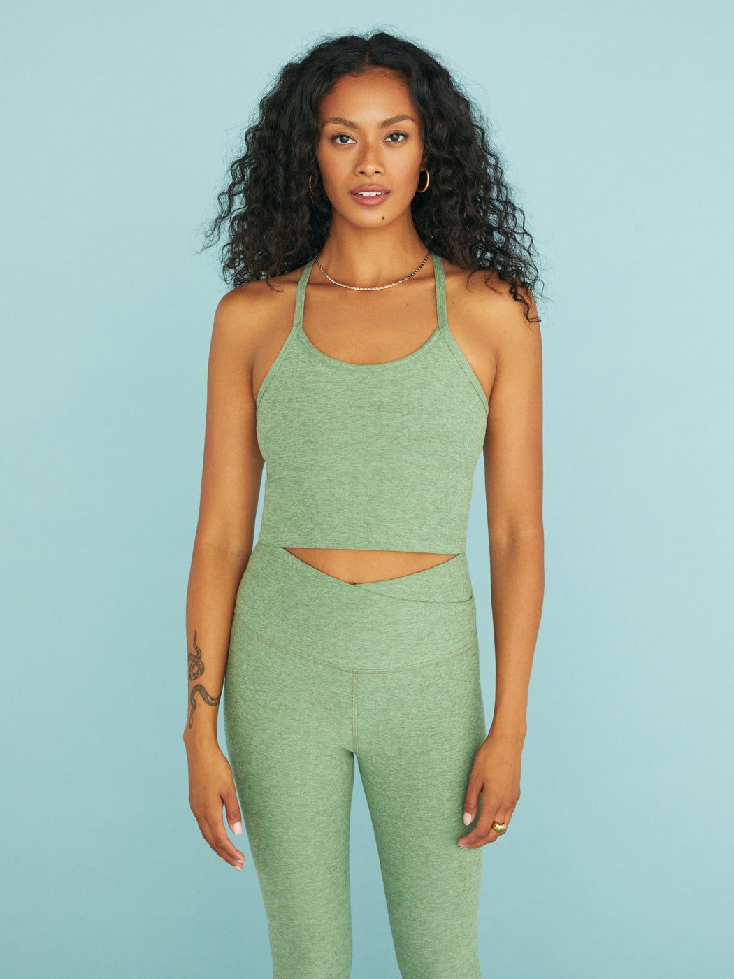 Spacedye Slim Racerback Cropped Tank - Rosemary Heather sold by Carbon38