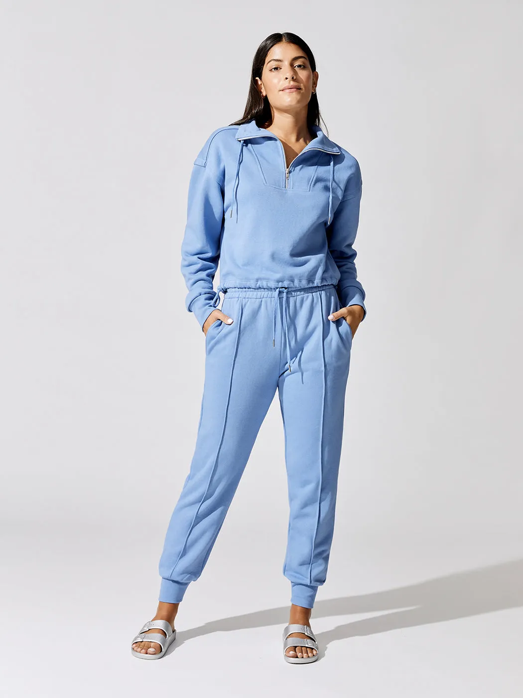 Zella Organic Terry Cropped Pullover - Blue sold by Carbon38 product image thumbnail 2