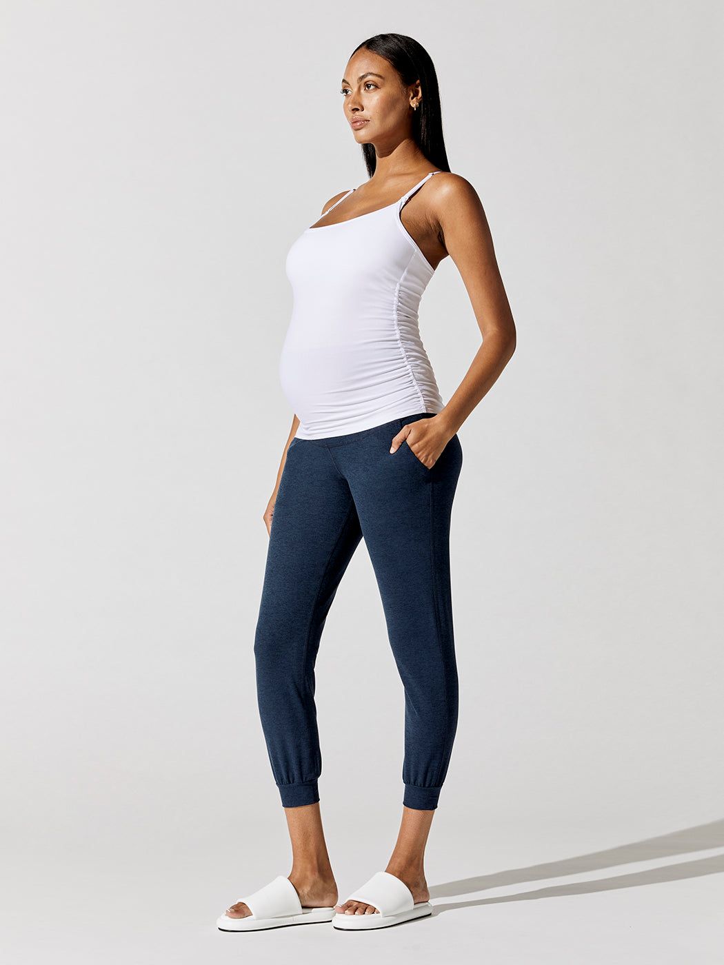 Spacedye Beyond The Bump Maternity Midi Jogger - Nocturnal Navy sold by Carbon38