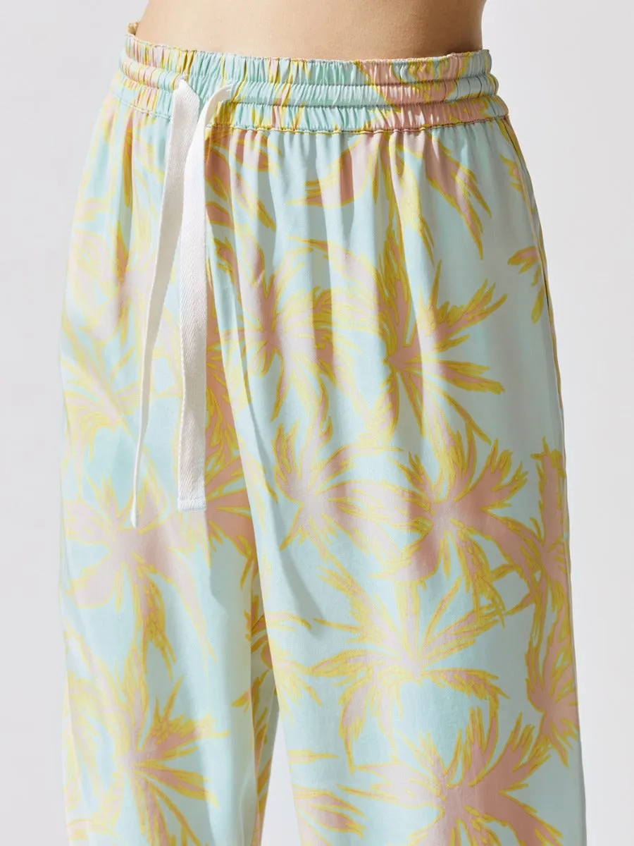 Palm Print Silk Charmueuse Pull-on Pant - Abstract Palm Print sold by Carbon38 product image thumbnail 5