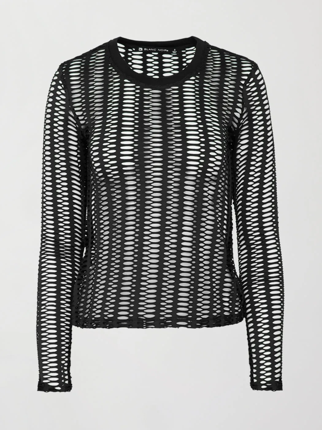 L/S Linear Mesh Fitted Top - BLACK sold by Carbon38