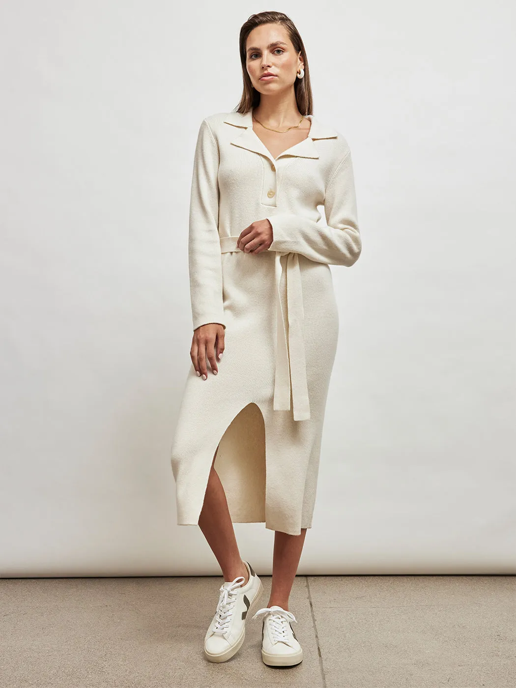 Collared Belted Dress - Ivory sold by Carbon38 product image thumbnail 4