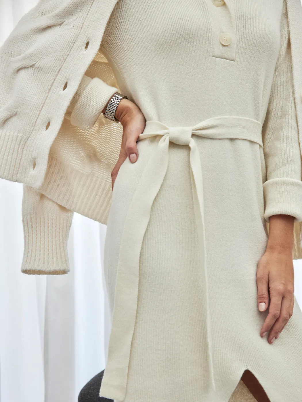 Collared Belted Dress - Ivory sold by Carbon38 product image thumbnail 2