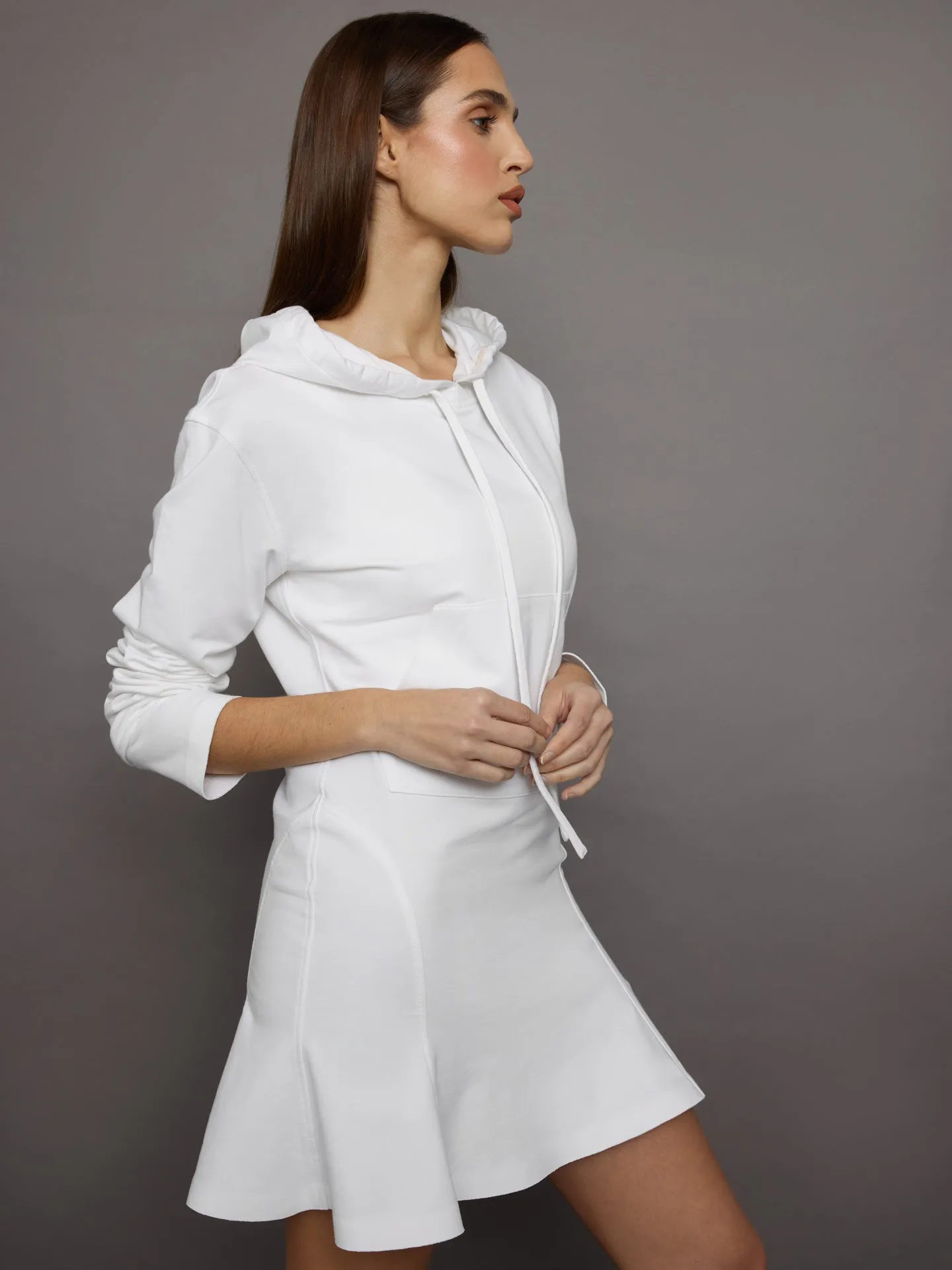 Hooded Fishtail Mini Dress - Snow White sold by Carbon38 product image thumbnail 4