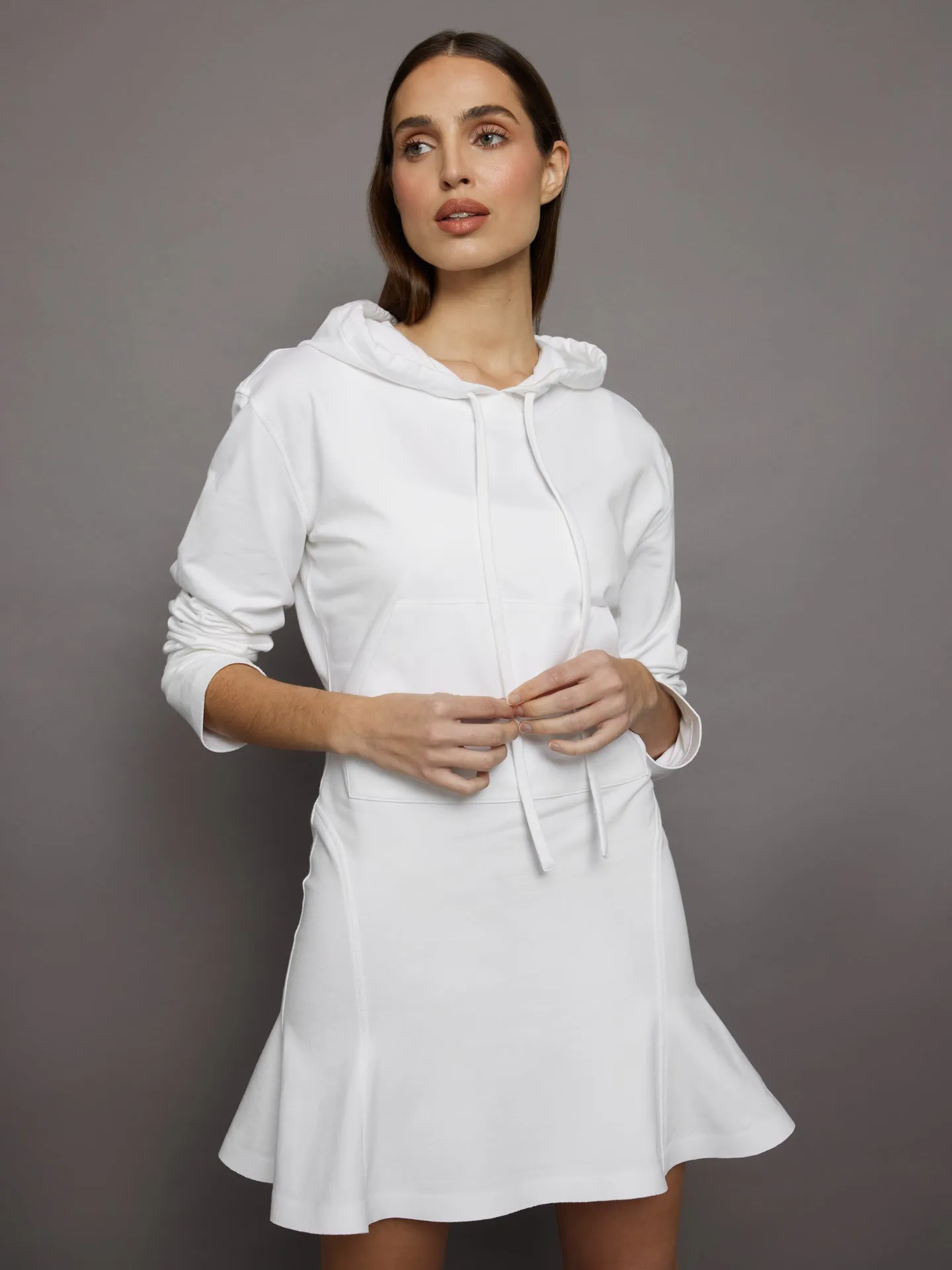 Hooded Fishtail Mini Dress - Snow White sold by Carbon38