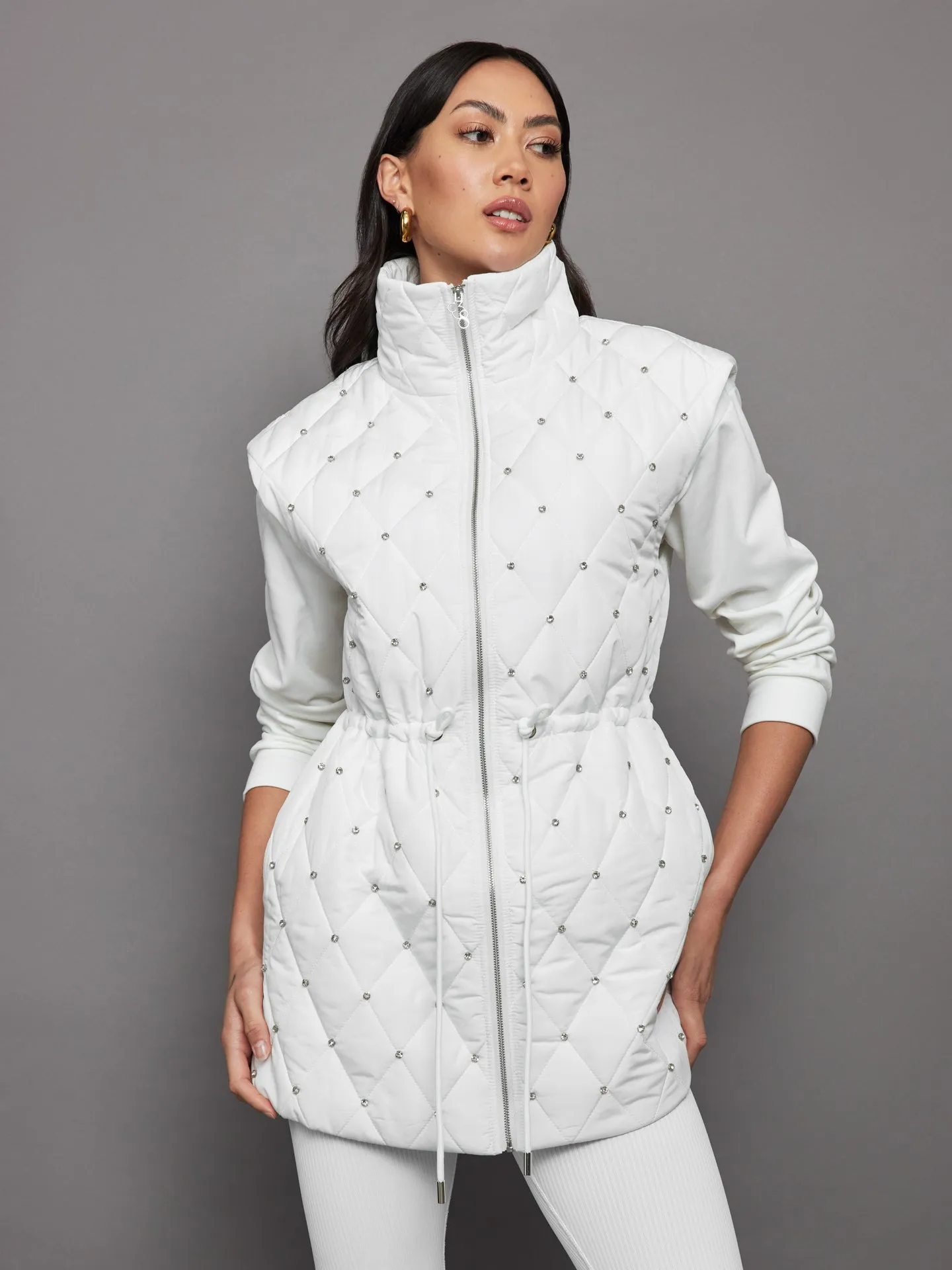Diamond Quilted Puffer Vest - White sold by Carbon38