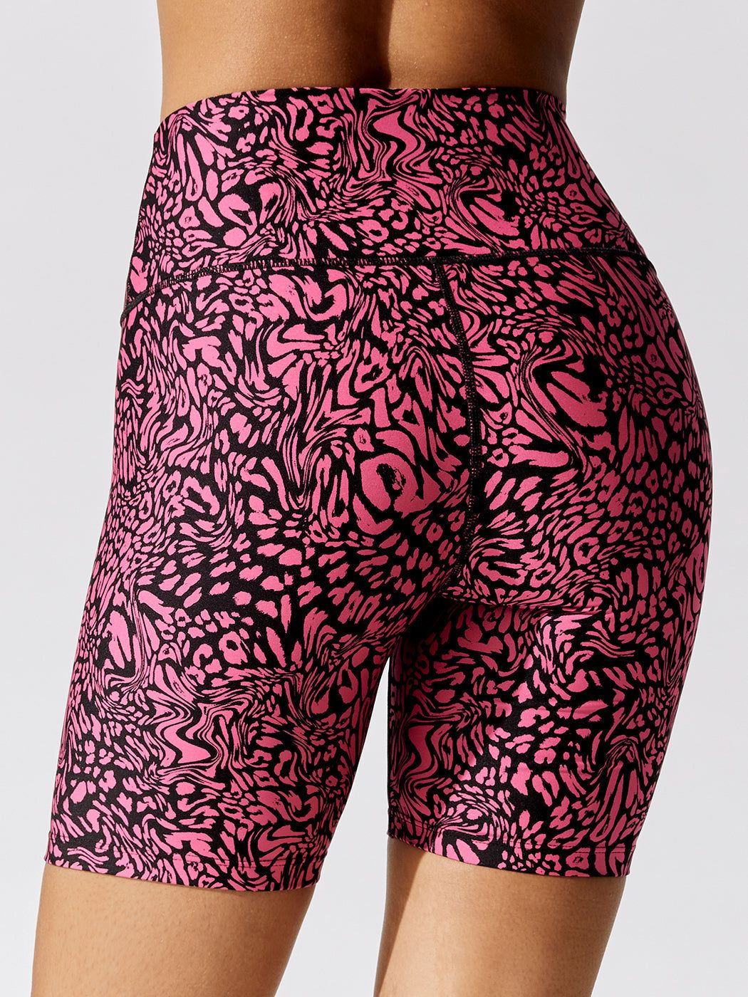 Swirly Leopard Printed Biker Short - Electric Pink Swirly Leopard sold by Carbon38 product image thumbnail 3