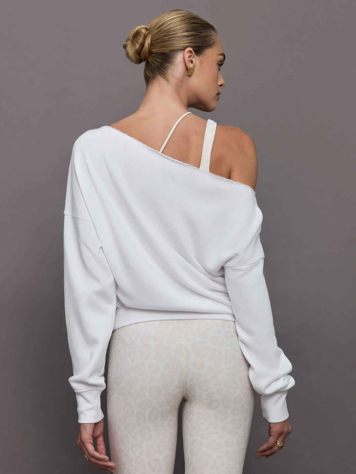 Off Shoulder Sweatshirt in French Terry - White sold by Carbon38 product image thumbnail 4