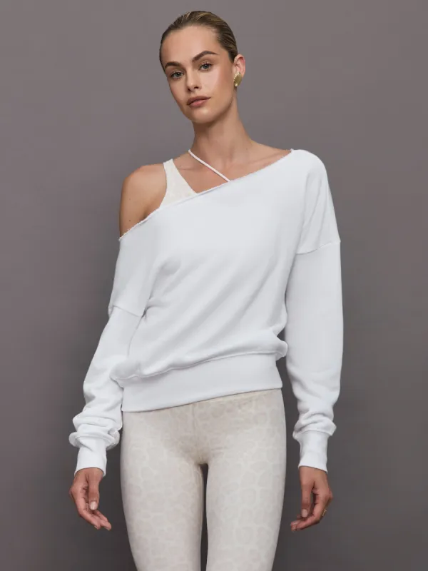 Off Shoulder Sweatshirt in French Terry - White sold by Carbon38