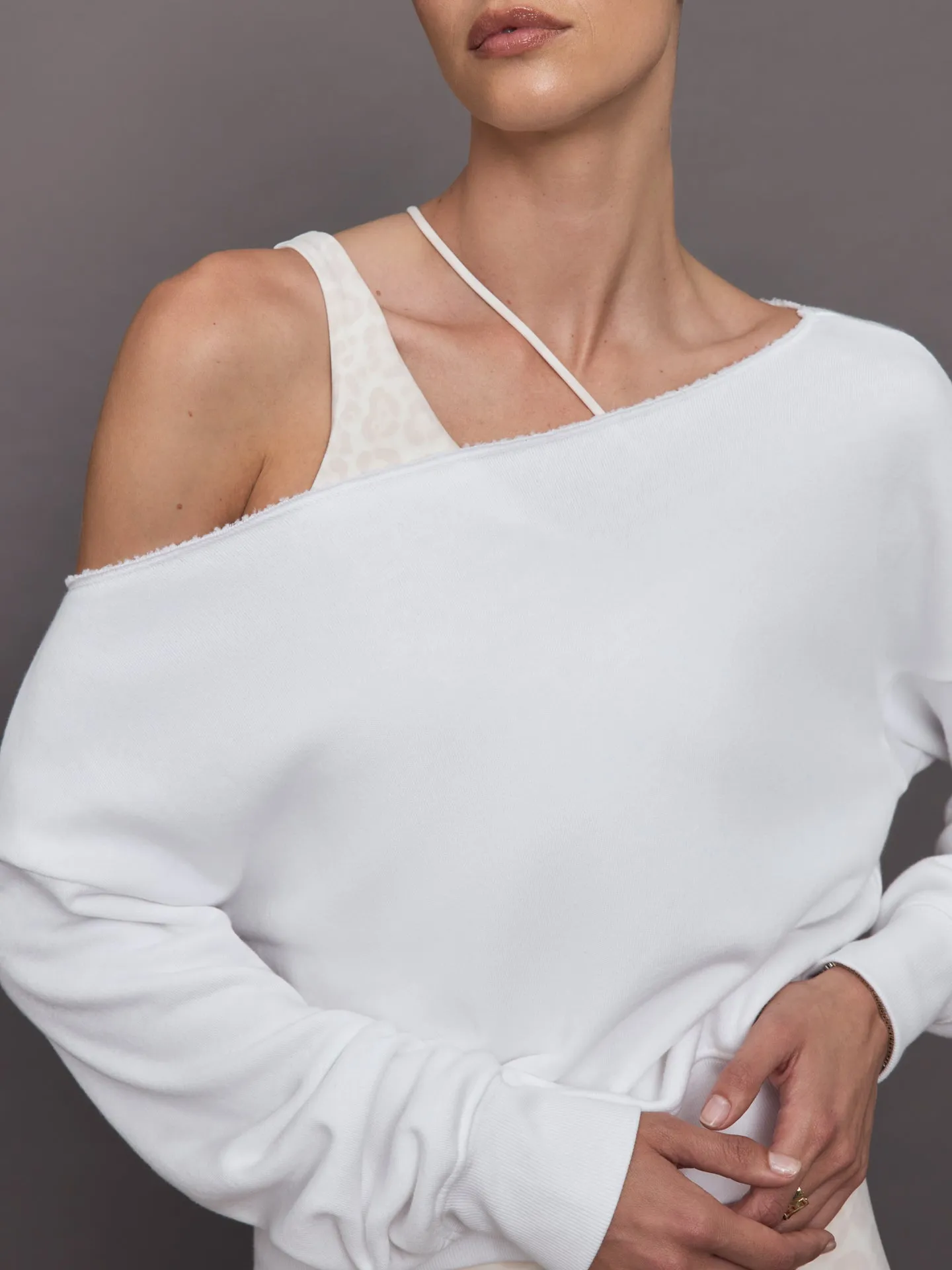 Off Shoulder Sweatshirt in French Terry - White sold by Carbon38 product image thumbnail 5