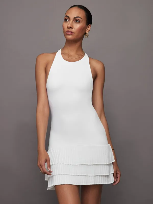 Pleated Tier Tennis Dress - White made by Carbon38