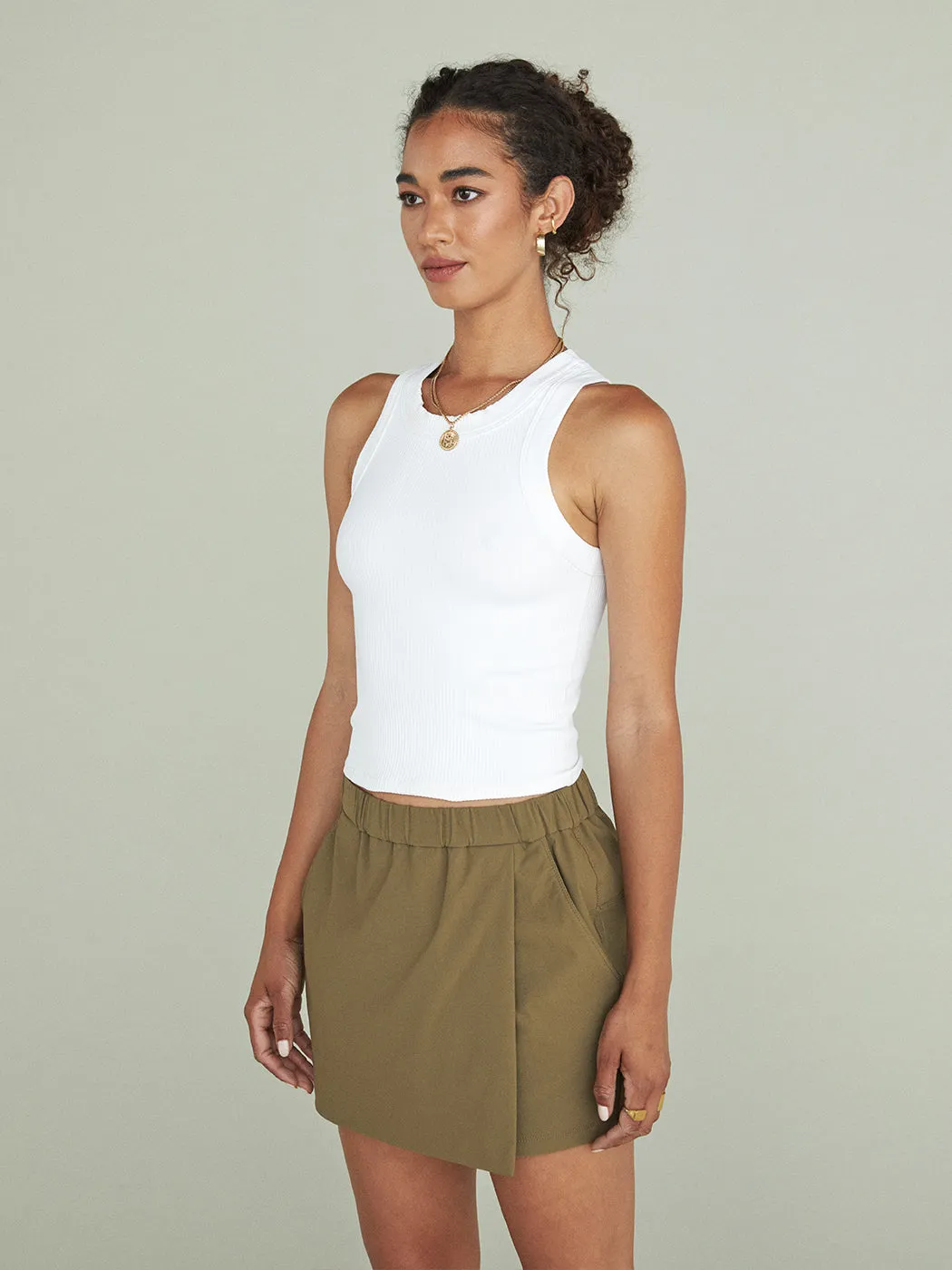 High Neck Ribbed Tank - White sold by Carbon38 product image thumbnail 4