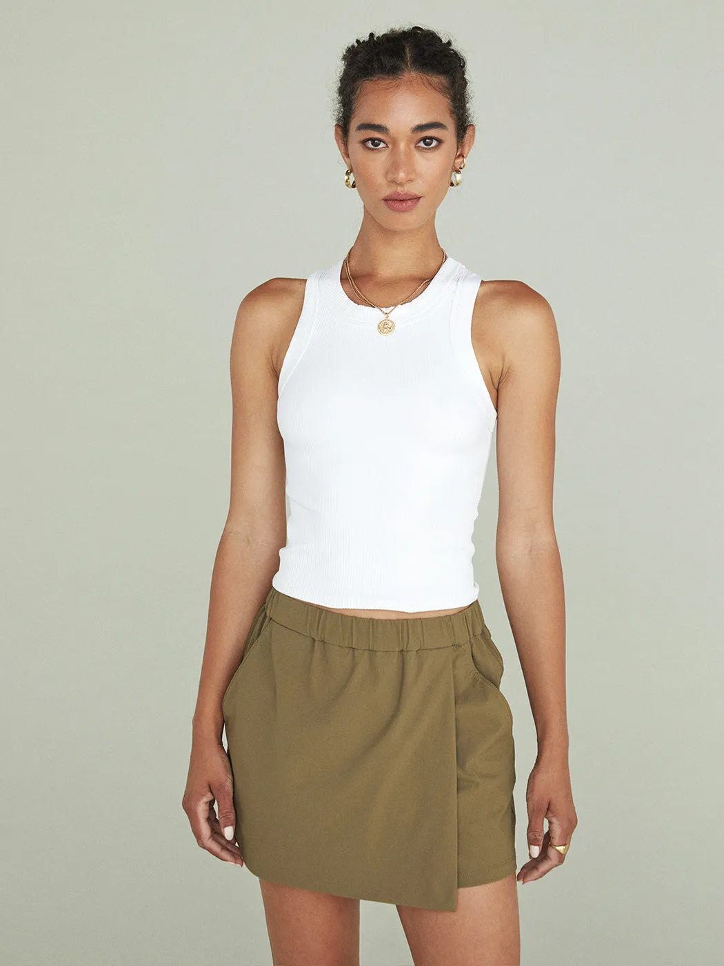 High Neck Ribbed Tank - White sold by Carbon38 product image thumbnail 2