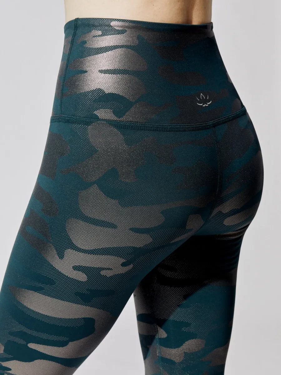 High Waisted Midi Legging - Hunter Green Gunmetal Camo sold by Carbon38 product image thumbnail 5